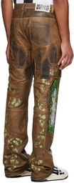 Who Decides War Brown Garden Glass Leather Pants