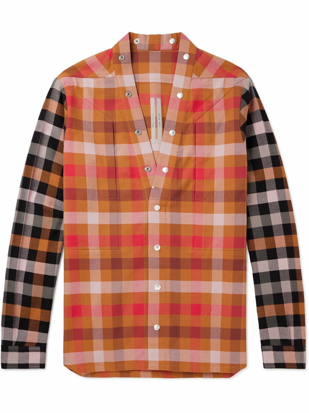 Photo: Rick Owens - Checked Cotton-Flannel Shirt - Orange