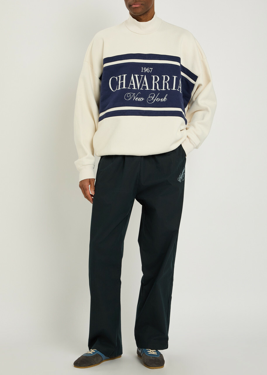 Willy Chavarria Ruff Rider Logo-embroidered Cotton Trousers Black