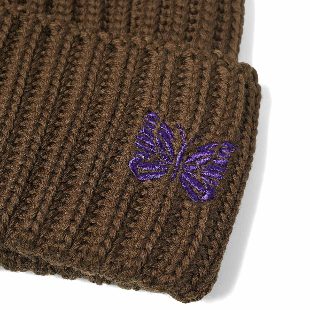 Needles Men's Merino Wool Watch Beanie in Brown Needles