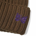 Needles Men's Merino Wool Watch Beanie in Brown