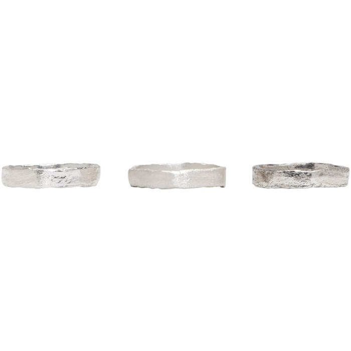 Photo: Pearls Before Swine Set of Three Silver Forged Band Rings