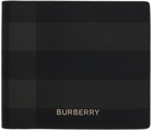 Burberry Black & Gray Check Bifold Wallet