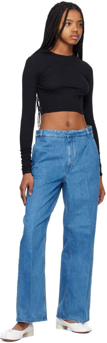 Teurn Studios Black Cropped Long Sleeve T-Shirt