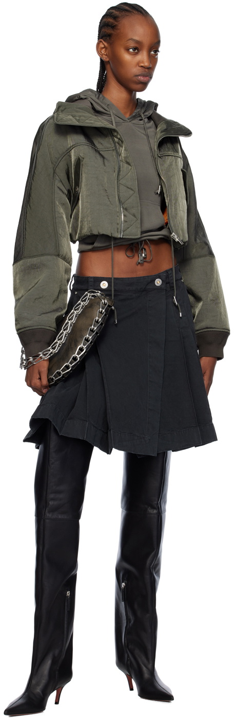 Dion Lee Black Kilt Denim Midi Skirt