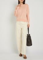 Another Tomorrow Crew-neck Fine-knit T-shirt Pink