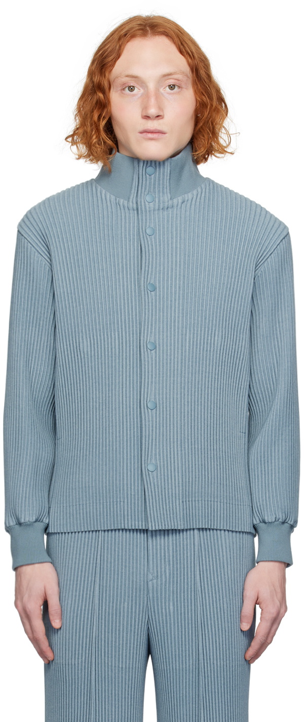 HOMME PLISSE ISSEY MIYAKE ジッププリーツブルゾン 水色 HOMME PLISSÉ ISSEY MIYAKE Blue Kersey Pleats Jacket Homme Plisse