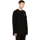 Yohji Yamamoto Black Leather String Crewneck Sweater