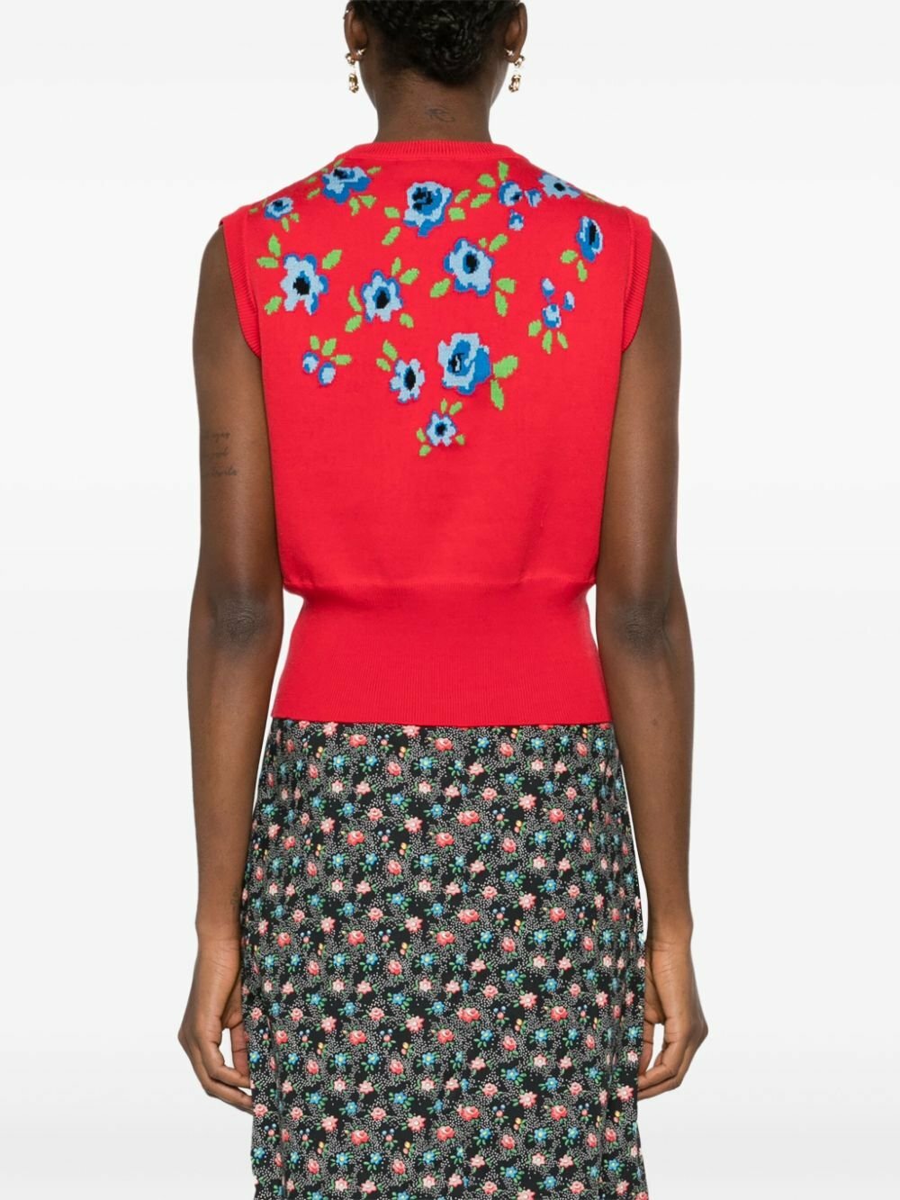 Molly Goddard Red Rosie Floral-Jacquard Cotton Vest