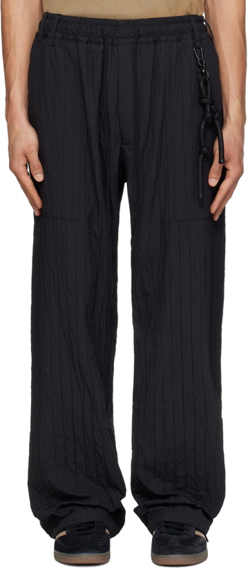 Photo: Song for the Mute Black Wide Weave Stripe Gym Track Pants