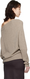 Cordera Taupe Merino Wool Off-Shoulder Sweater