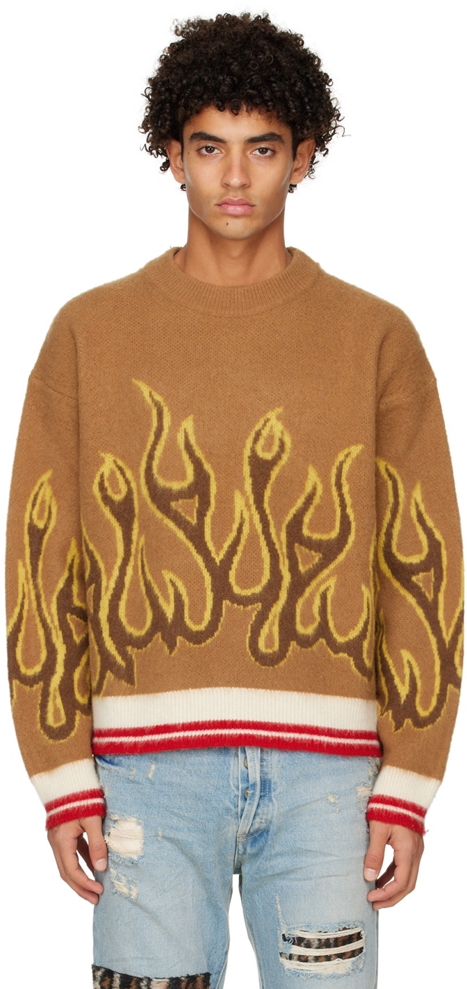 Palm Angels Brown Burning Sweater Palm Angels