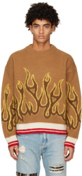 Palm Angels Brown Burning Sweater