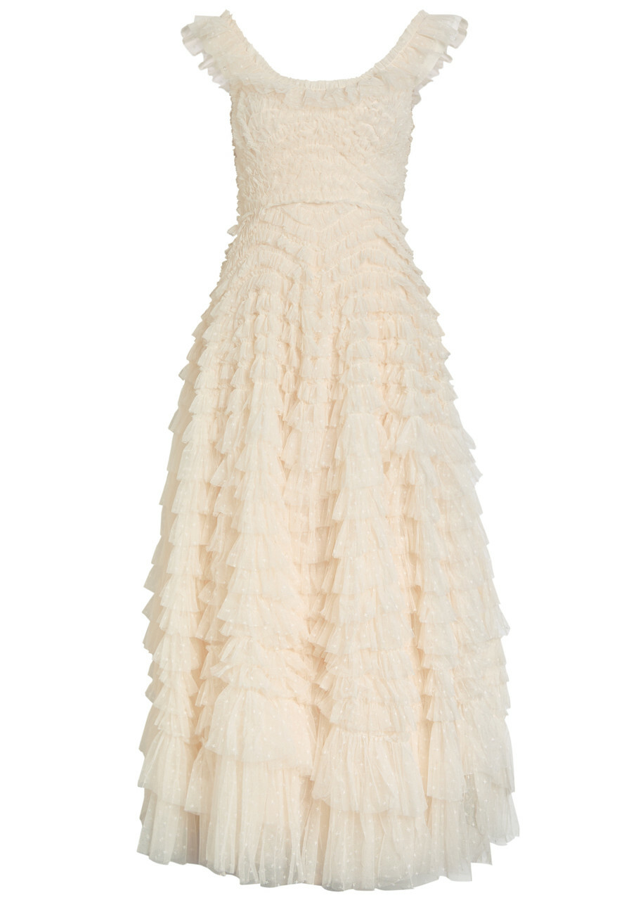 Needle & Thread Hattie Ruffled Tulle Gown Cream
