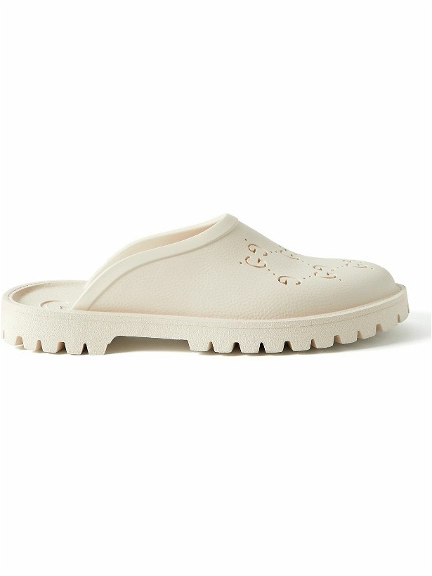 Photo: GUCCI - Logo-Perforated Rubber Clogs - Neutrals