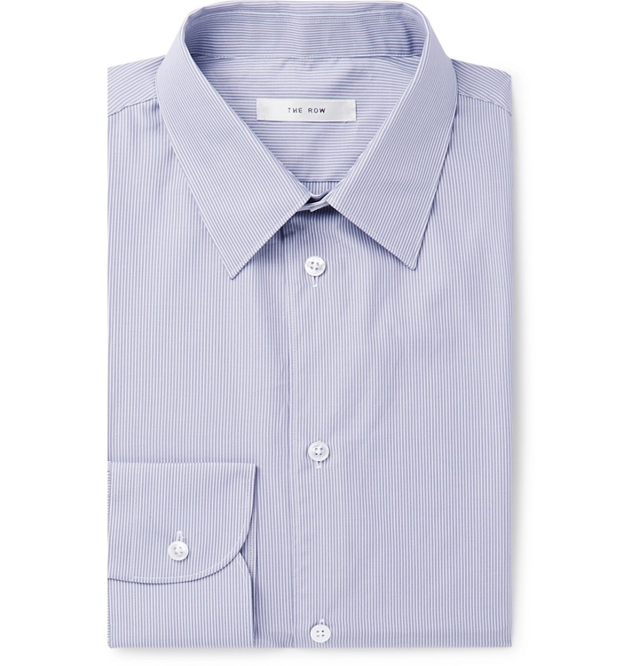 Photo: The Row - Grey Jasper Slim-Fit Striped Cotton-Poplin Shirt - Gray