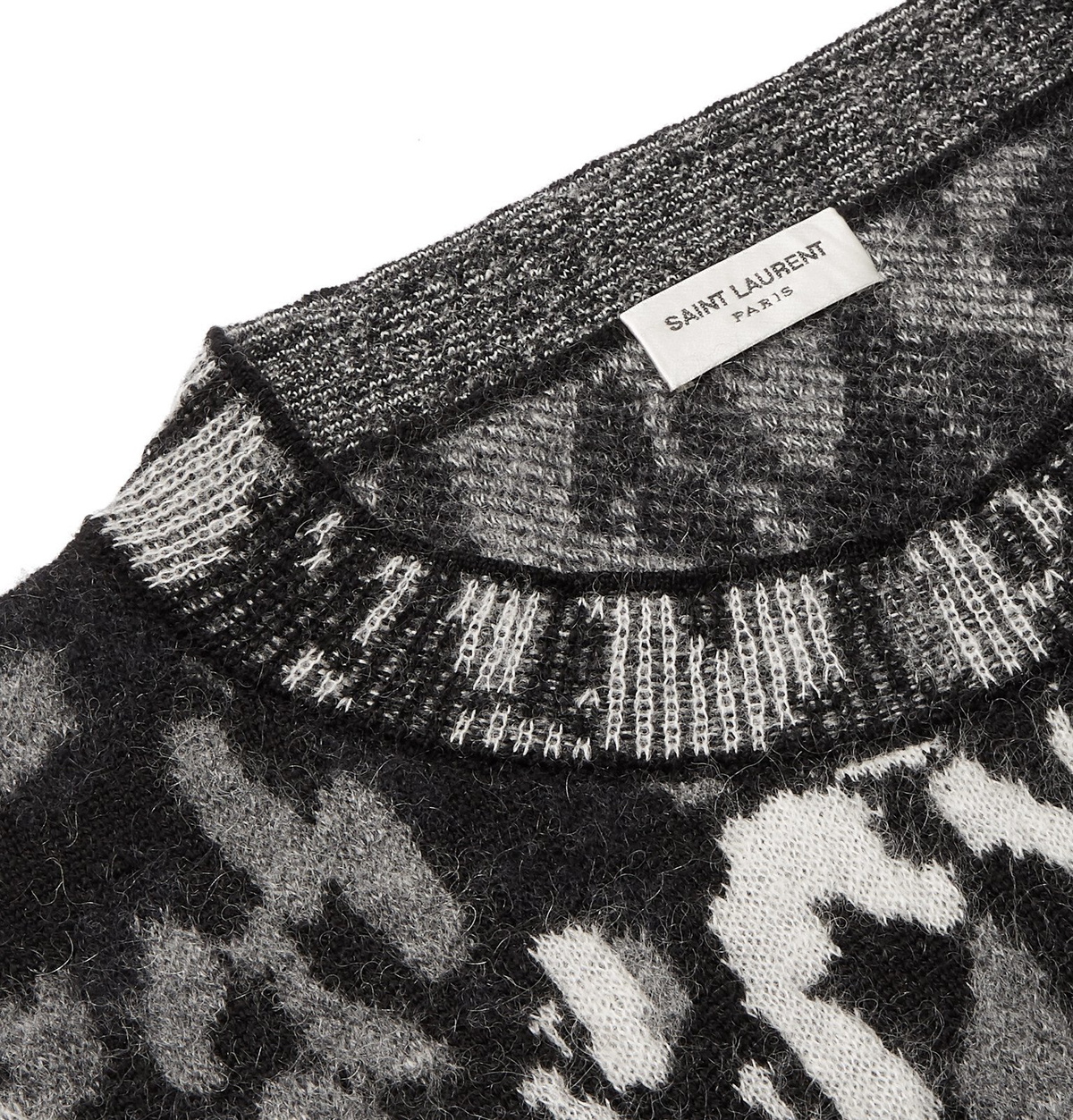 SAINT LAURENT - Slim-Fit Leopard-Jacquard Wool-Blend Sweater