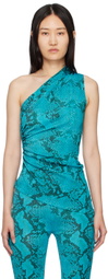 Atlein Blue One Shoulder Tank Top