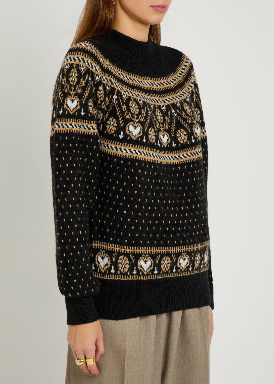 Khaite Guy Fair Isle Cashmere Jumper Black