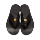 Versace Black Greek Key Thong Sandals