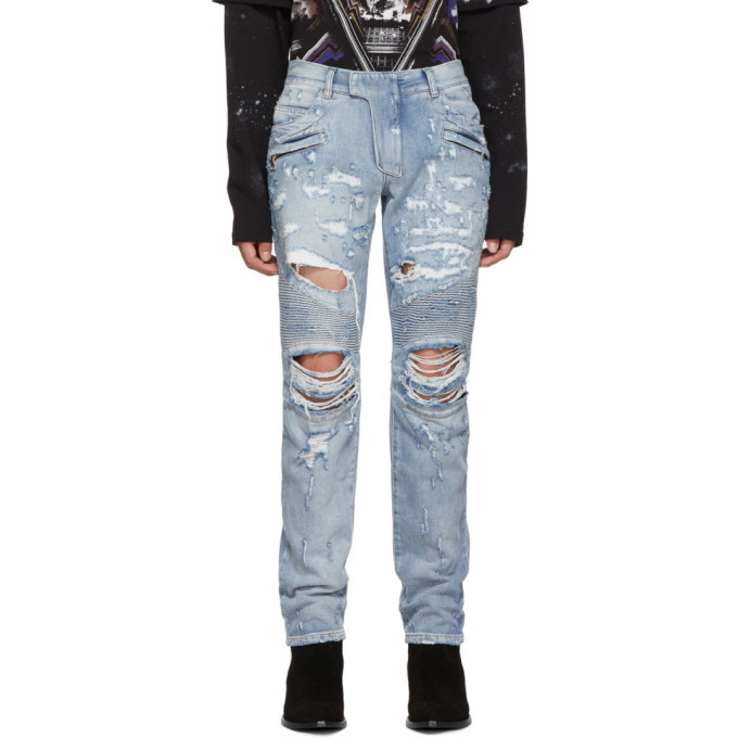 Photo: Balmain Blue Classic Biker Jeans