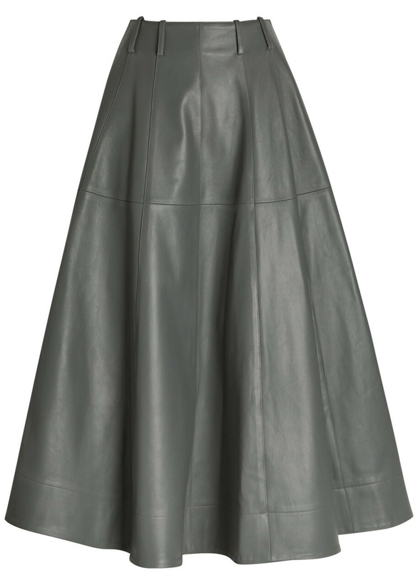Photo: Armarium Fiamma Leather Midi Skirt Grey