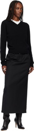 TONYWACK Black Low-Waisted Wool-Twill Belted Maxi Skirt