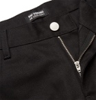 Raf Simons - Slim-Fit Distressed Satin-Trimmed Denim Jeans - Black