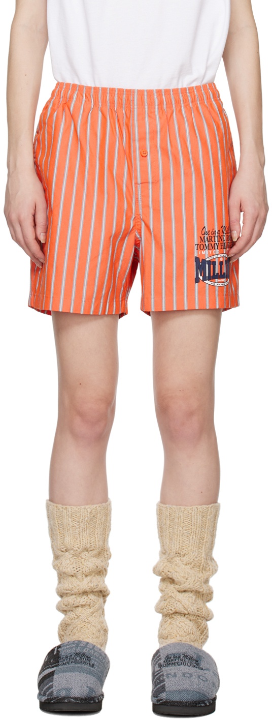 Photo: Martine Rose Orange Tommy Jeans Edition Striped Boxer Shorts