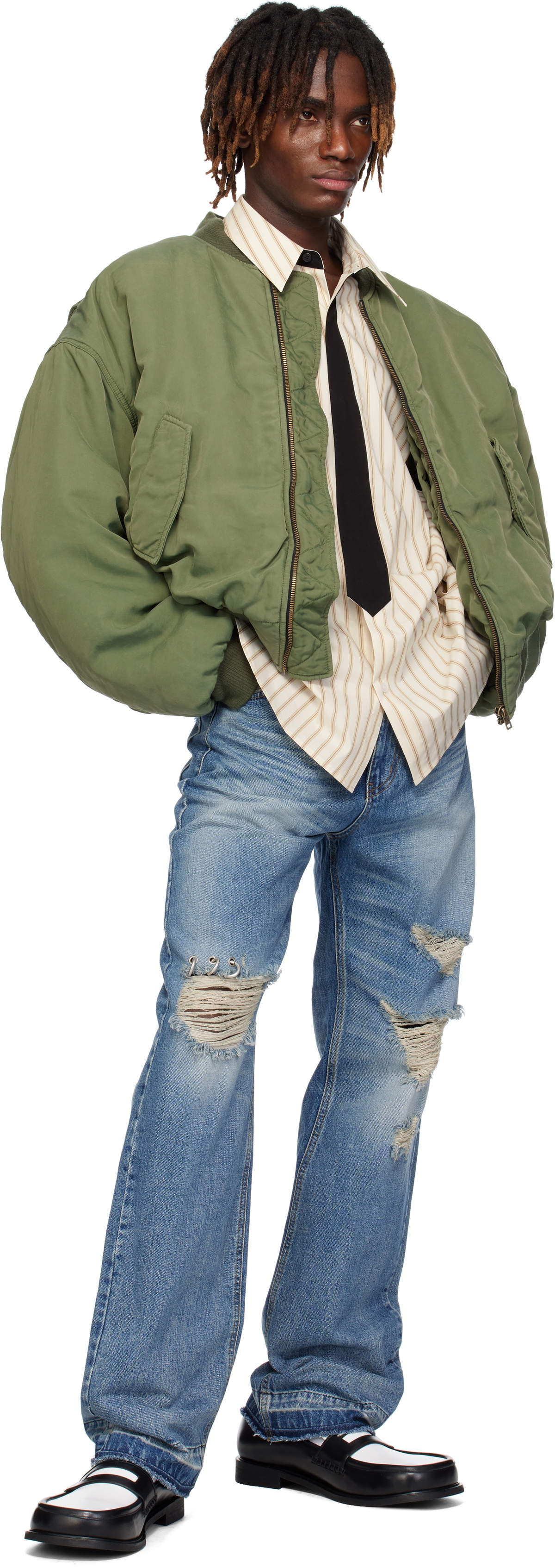 We11done Khaki Curved Bomber Jacket