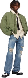 We11done Khaki Curved Bomber Jacket
