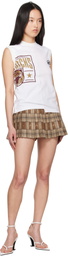 Marine Serre Brown Moon Checks Jacquard Pleated Miniskirt