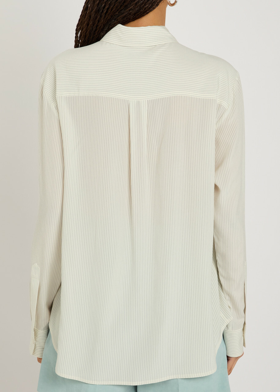 Blaze Milano Anabas Pinstripe Silk Shirt Navy