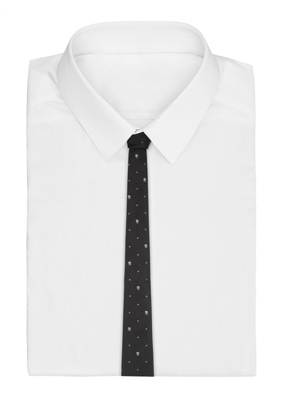 Alexander Mcqueen Skull and Star-jacquard Silk tie - Black - One Size