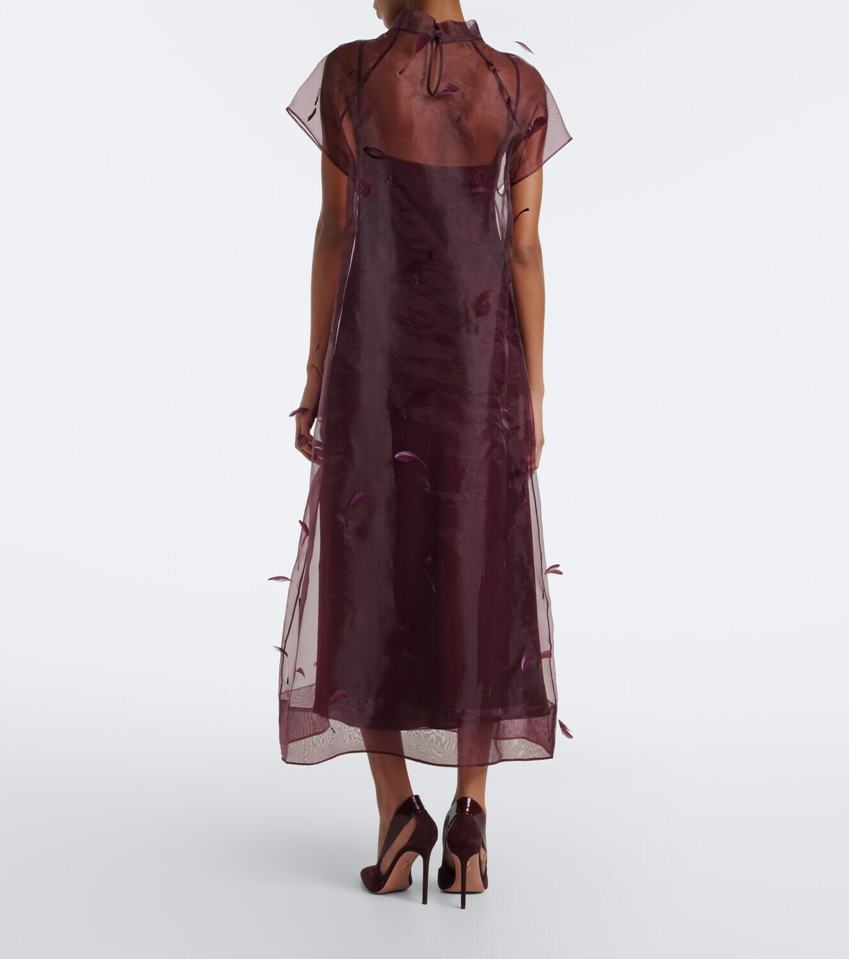 Simkhai Pauline feather-trimmed organza midi dress