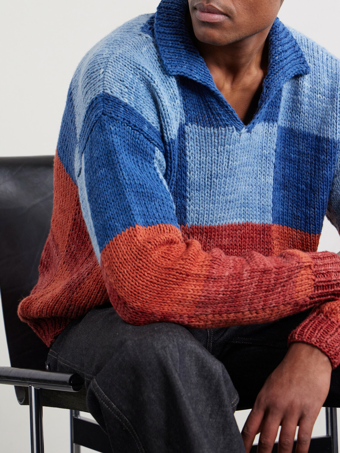 Kartik Research - Patchwork Knitted Wool Sweater - Red