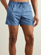 Canali - Straight-Leg Mid-Length Polka-Dot Swim Shorts - Blue