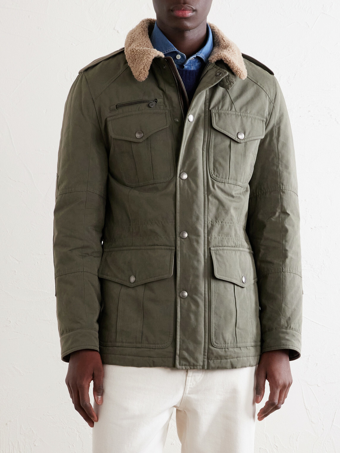 Brunello Cucinelli - Shearling-Trimmed Padded Canvas Jacket - Green