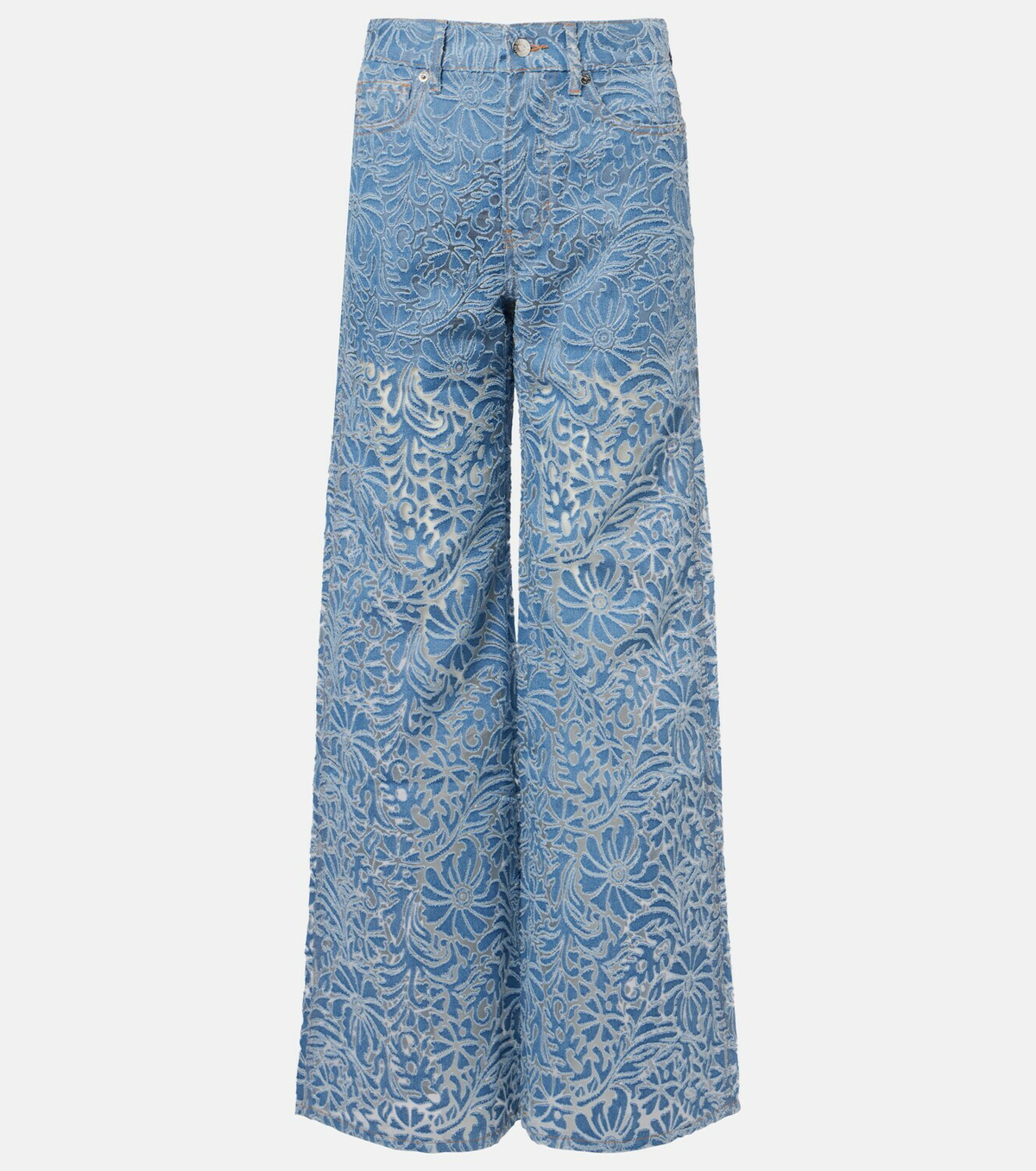 Veronica Beard Taylor floral wide-leg jeans