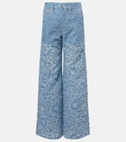 Veronica Beard Taylor floral wide-leg jeans