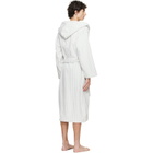 Tekla White & Blue Terry Hooded Bathrobe