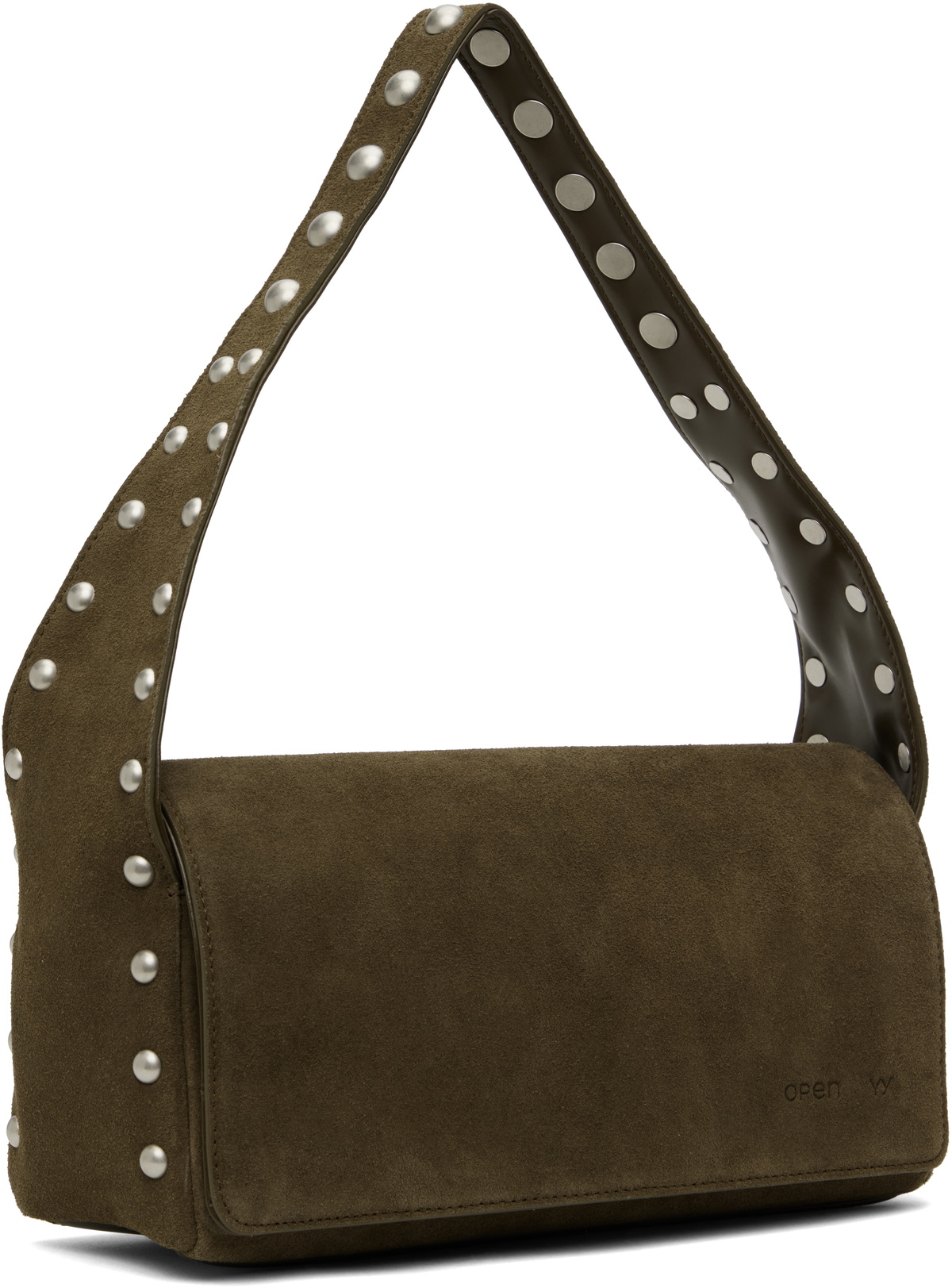 OPEN YY Brown Suede Stud Duffle Bag
