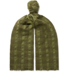 Loro Piana - Checked Linen and Cashmere-Blend Tweed Scarf - Green