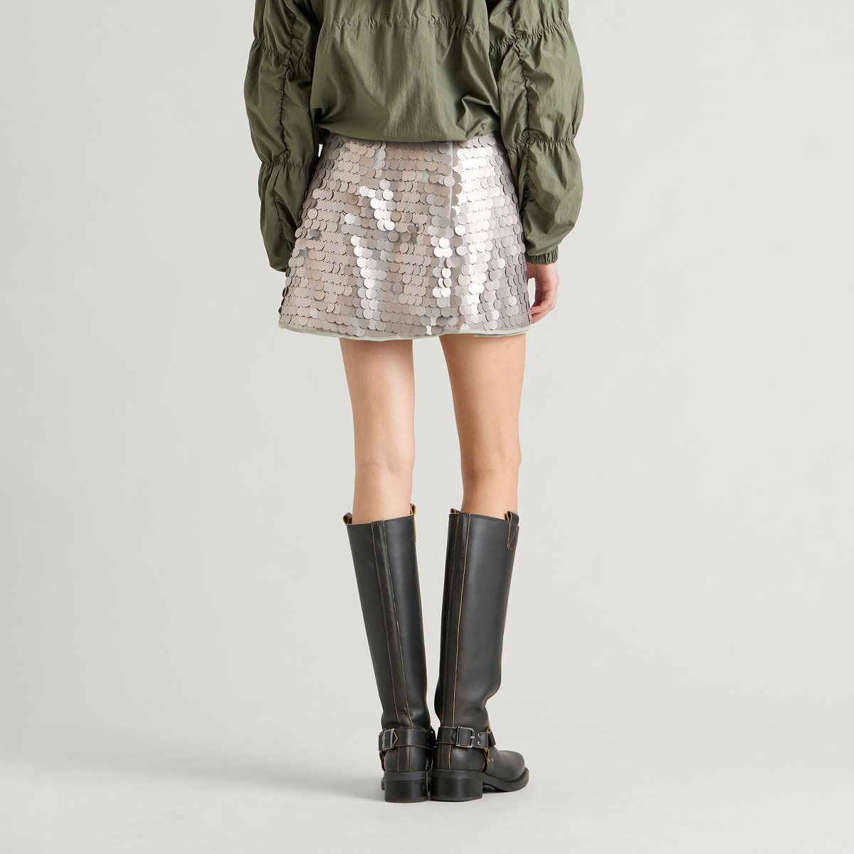 Hosbjerg Women's Delilah Sequin Mini Skirt in Light Grey