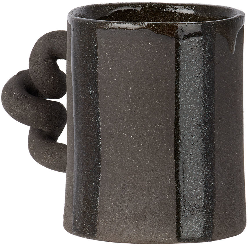 Harlie Brown Studio SSENSE Exclusive Black Stripe Delights Glitter Wiggle Mug