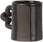 Harlie Brown Studio SSENSE Exclusive Black Stripe Delights Glitter Wiggle Mug