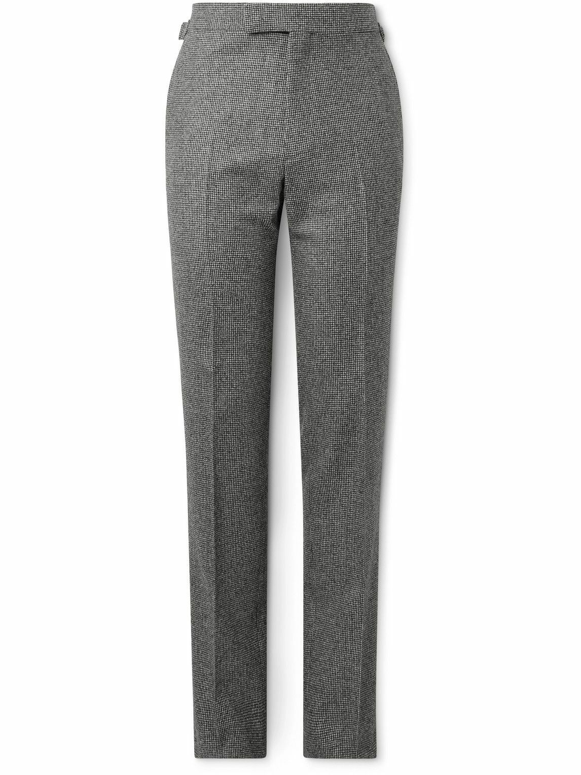 Kingsman - Slim-Fit Straight-Leg Houndstooth Wool Suit Trousers - Gray