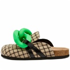 JW Anderson Footwear Women's JW Anderson Chain Loafer Checked Mules in Bright Green