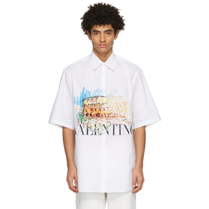 Photo: Valentino White Roman Sketches Short Sleeve Shirt