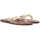 Valentino Garavani Off-White Rockstud Calfskin Thong Sandals